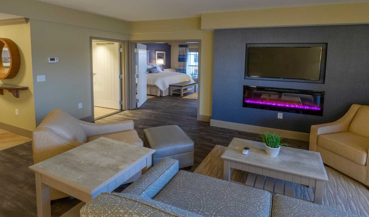 Two room suite with lake view and patio at The Chautauqua Harbor Hotel